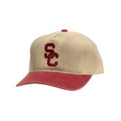 USC Trojans Cream SC Interlock Retro Roots Caddy Pinch Snapback Hat